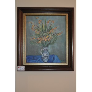 Obraz Gladioly v modrej váze - maľba